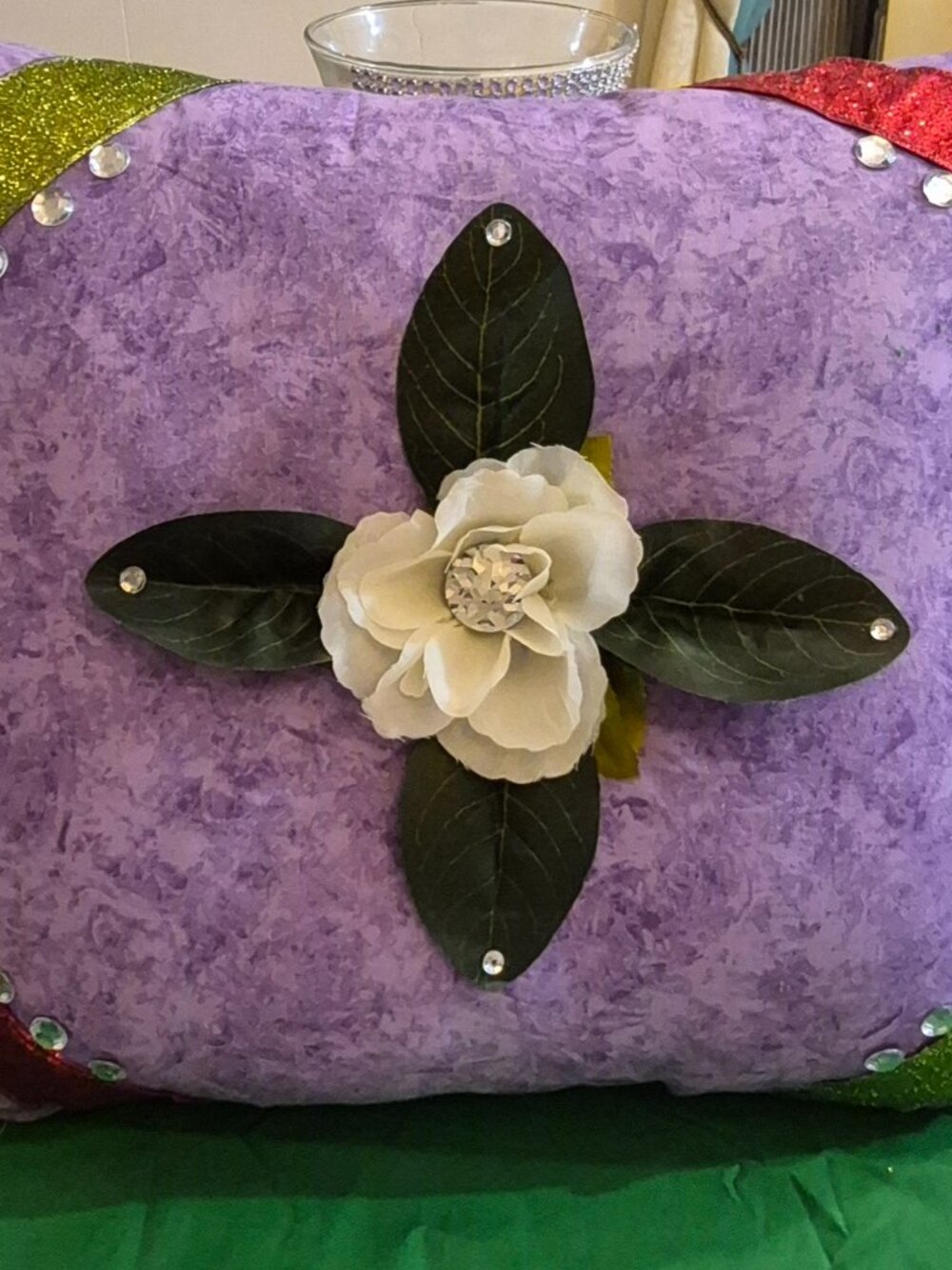 Handmade 16X16 Floral Decorative Throw Pillow Purple.
